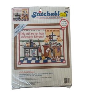 NEWStitchable Only Dull Women Counted Cross Stitch Kit Rick Cole 1993 FREE FRAME